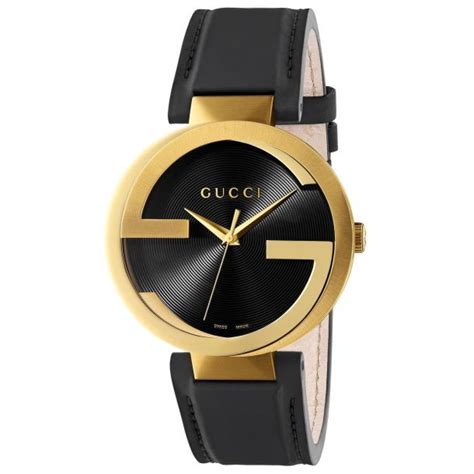 Ladies' Gucci Interlocking G Black Leather Strap Watch YA133212